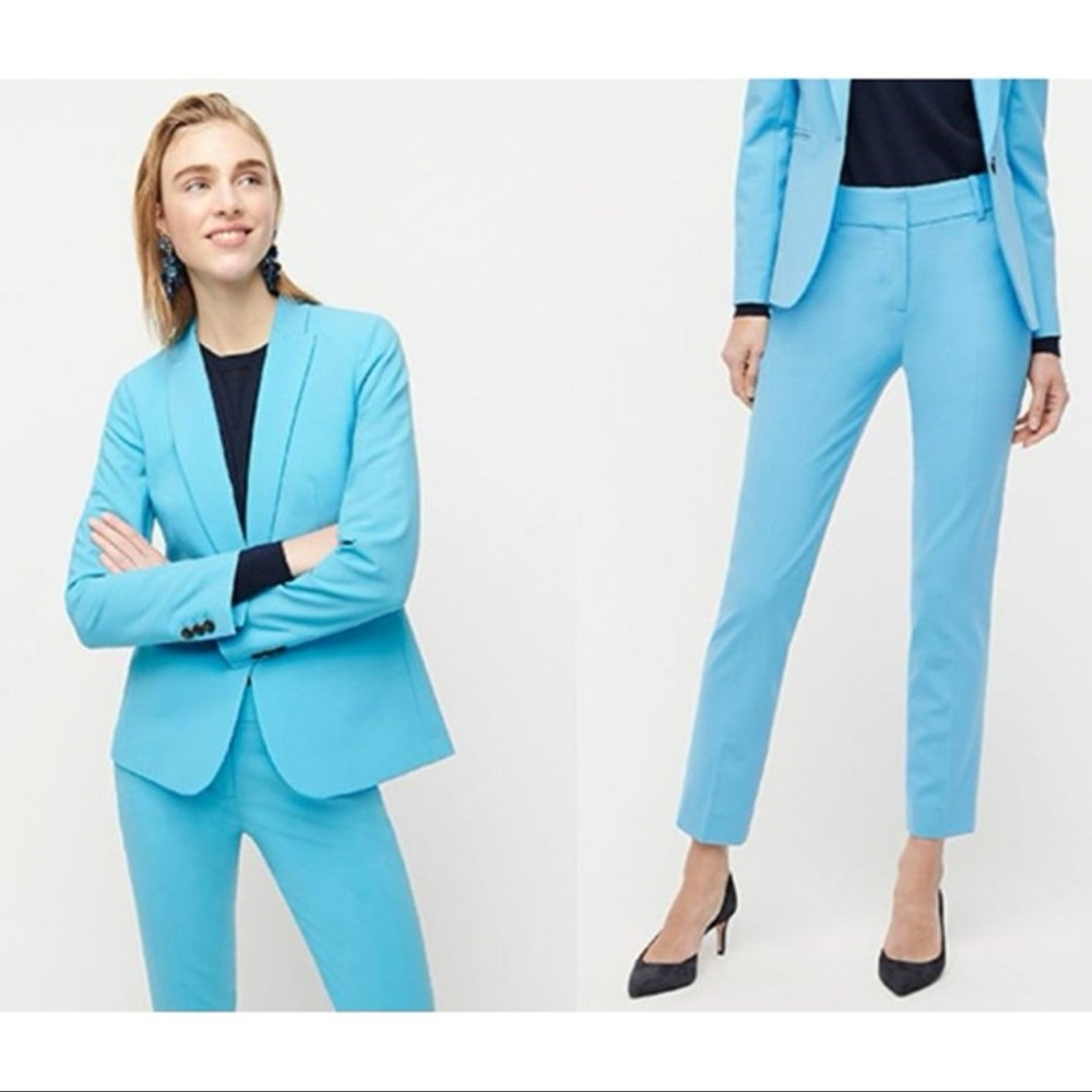 J.Crew NWT $288 Parke Blazer and Pants Suit Set in Robins Egg Blue Stretch Wool